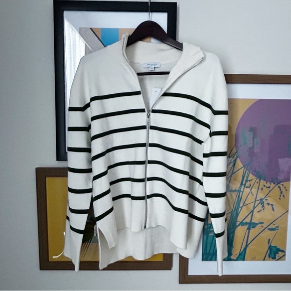 NWT Ann Taylor Striped Zip Sweater Jacket - Picture 3 of 5